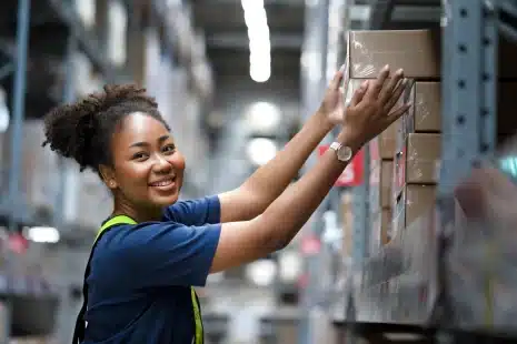 warehouse worker at a parcel distribution center